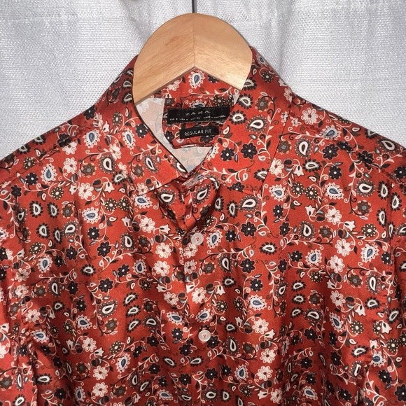 Zara Womens Floral Paisley Long Sleeve Button Up‎ Satin Small Bloomcore Career - Picture 3 of 10